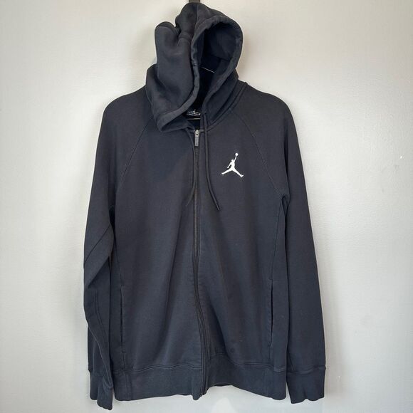 Air Jordan Black Full Zip Hoodie Mens Size Large - Picture 1 of 4